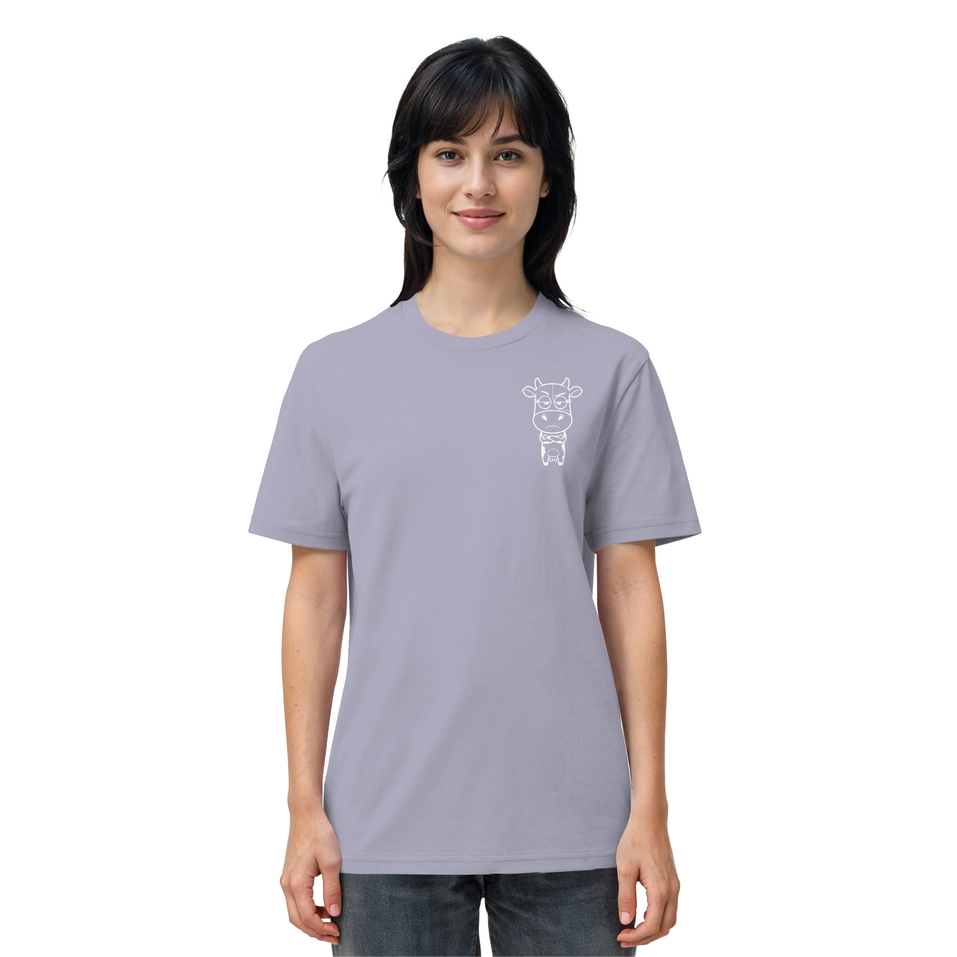 Annoyed Cow Statement-Print – Lavender Bio Shirt | GÖRL Bio-Baumwolle, DTF-Druck in DE