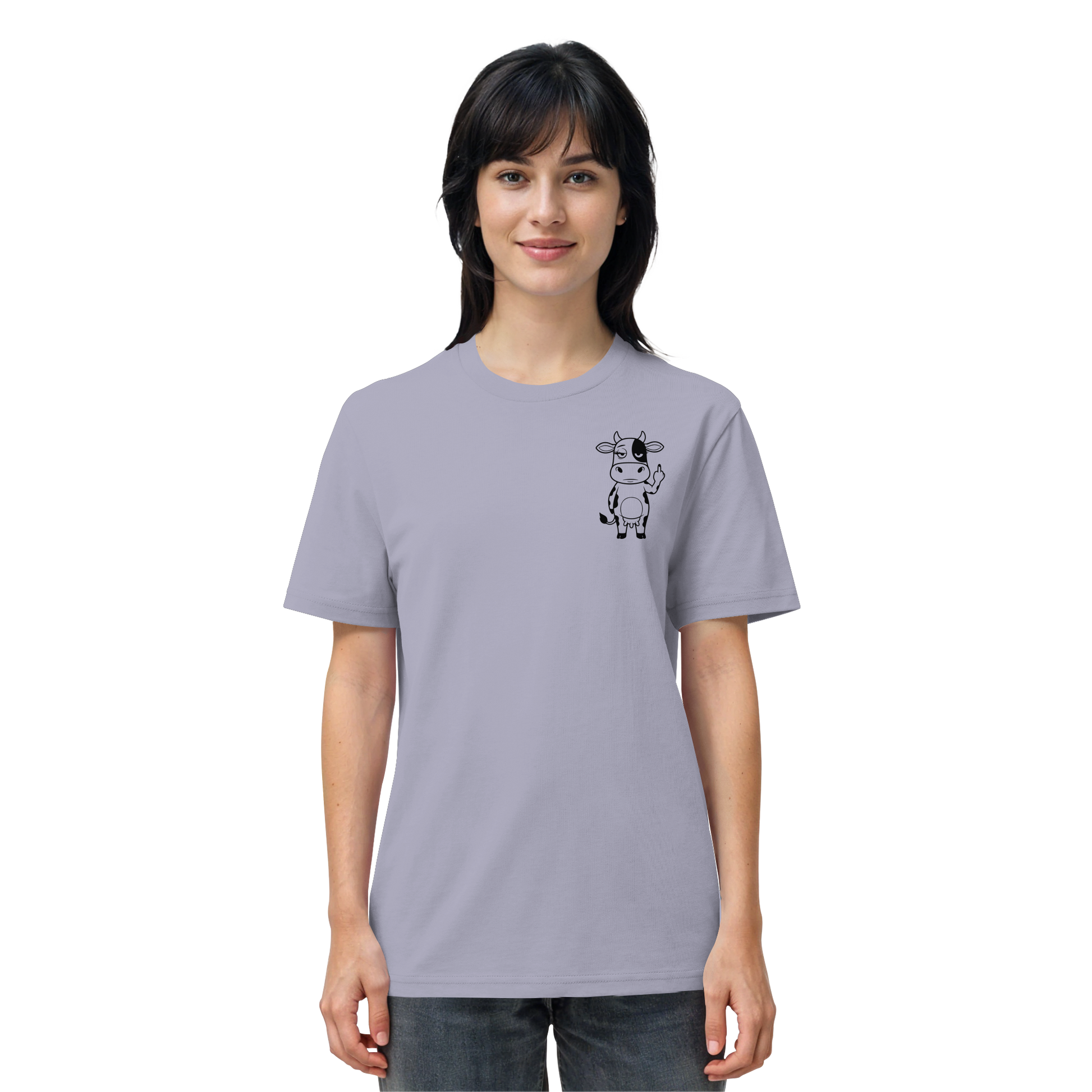 Finger Cow Statement-Print – Lavender Bio Shirt | GÖRL Bio-Baumwolle, DTF-Druck in DE