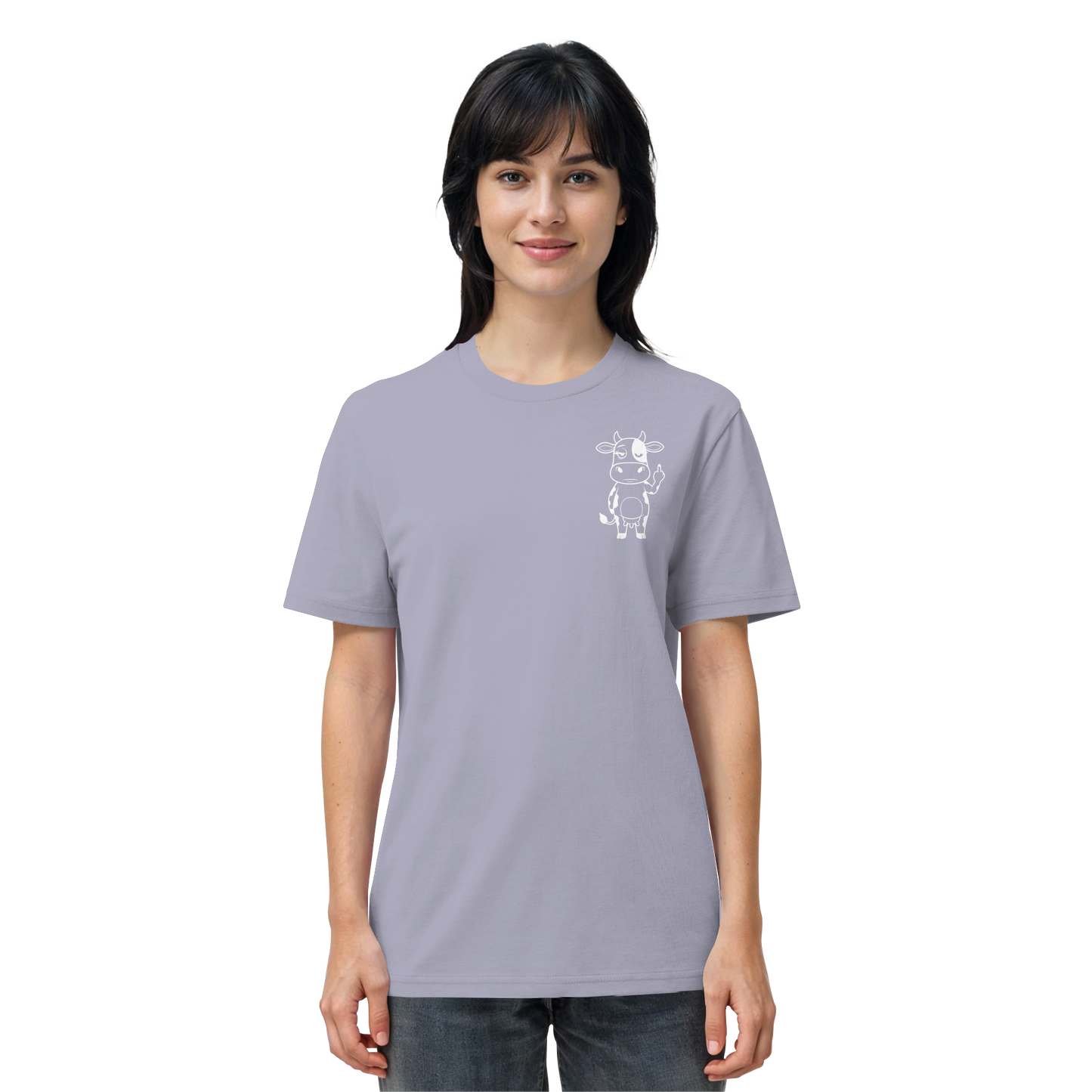 Finger Cow Statement-Print – Lavender Bio Shirt | GÖRL Bio-Baumwolle, DTF-Druck in DE