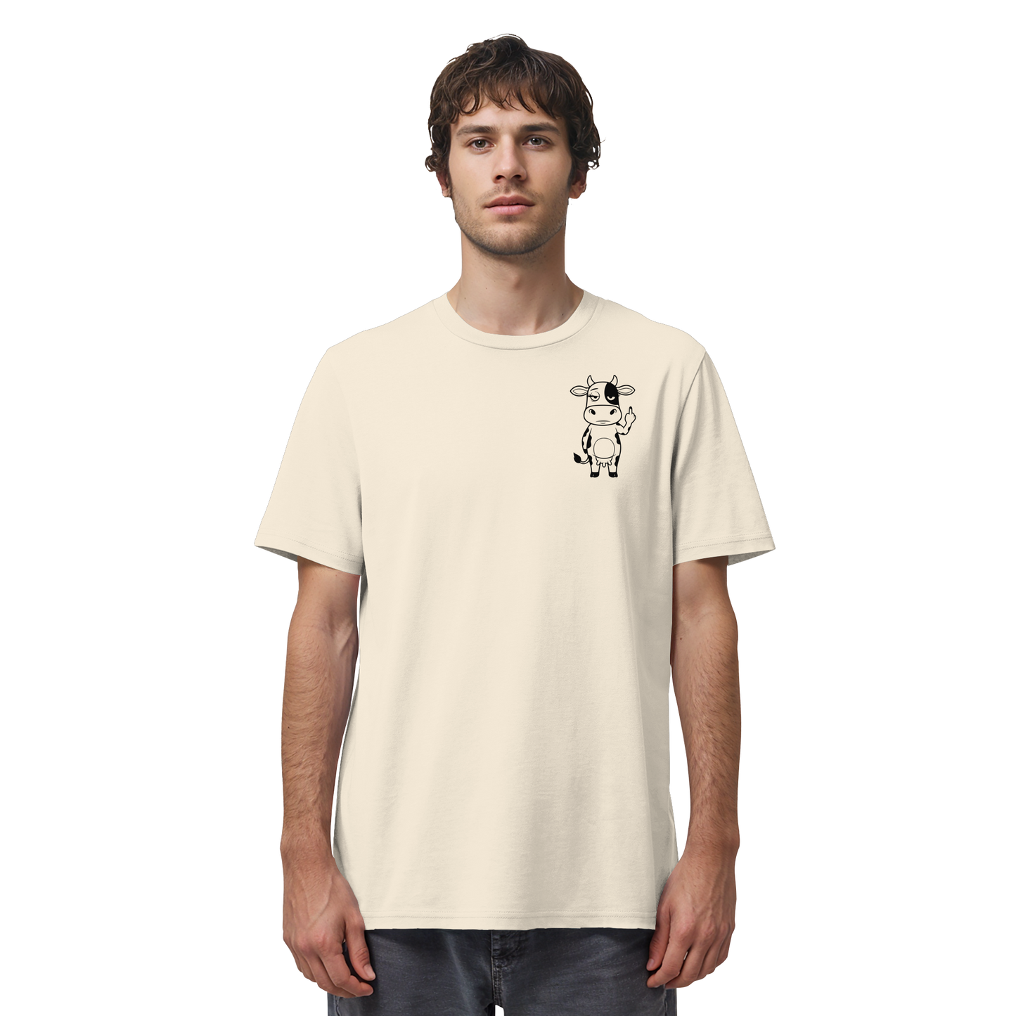 Finger Cow Statement-Print – Natural Raw Bio Shirt | GÖRL Bio-Baumwolle, DTF-Druck in DE