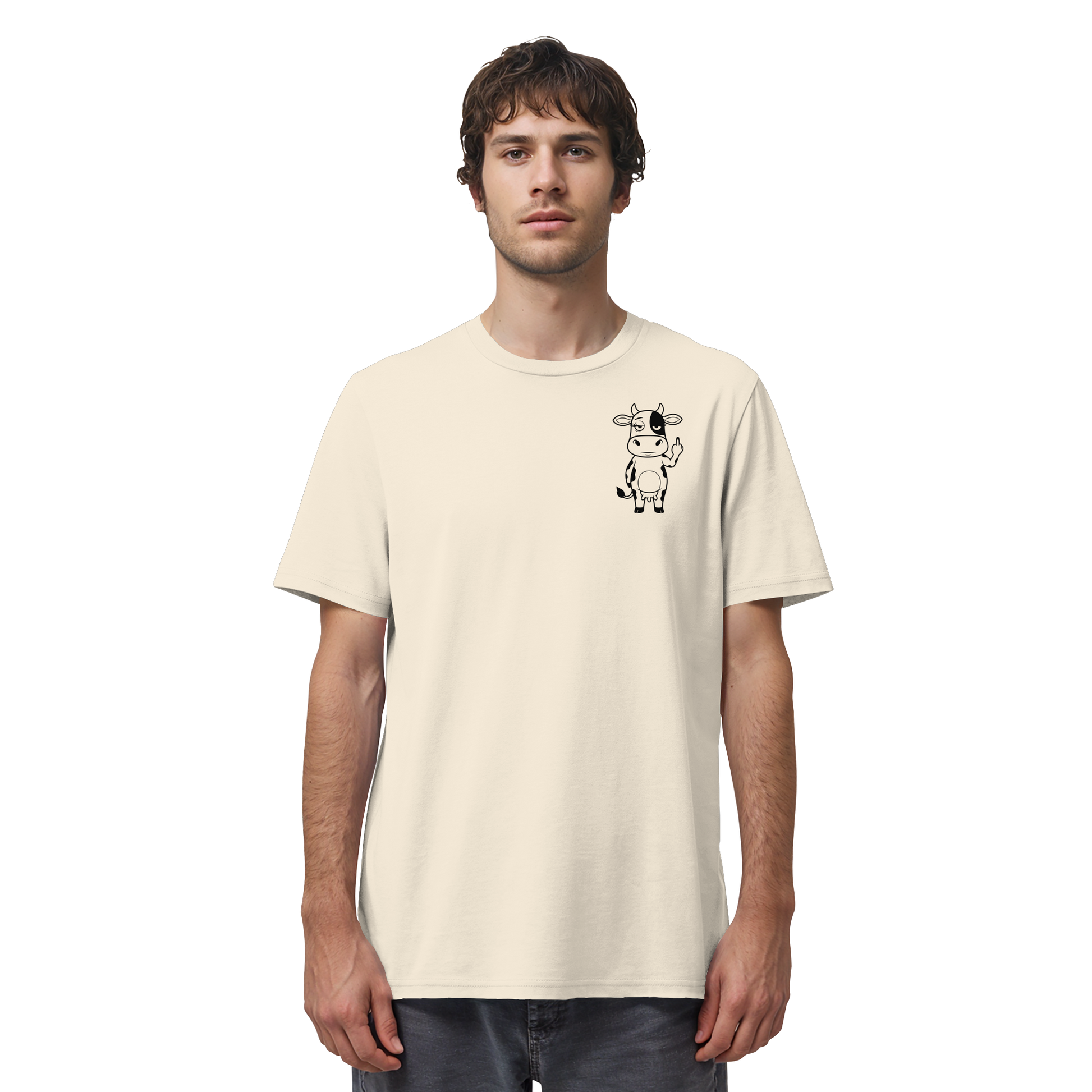 Finger Cow Statement-Print – Natural Raw Bio Shirt | GÖRL Bio-Baumwolle, DTF-Druck in DE