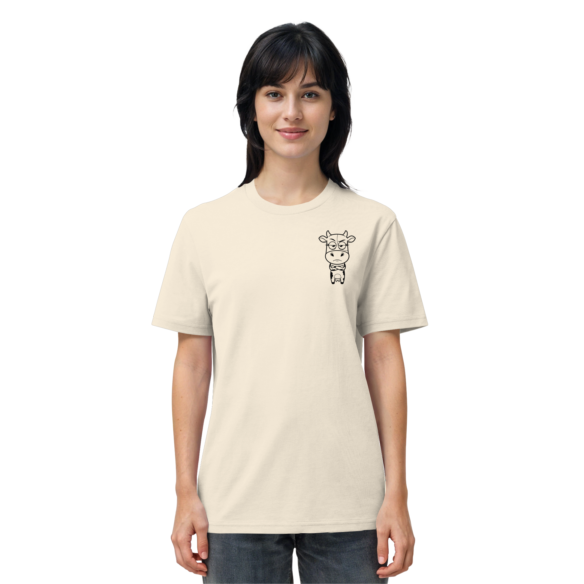 Annoyed Cow Statement-Print – Natural Raw Bio Shirt | GÖRL Bio-Baumwolle, DTF-Druck in DE