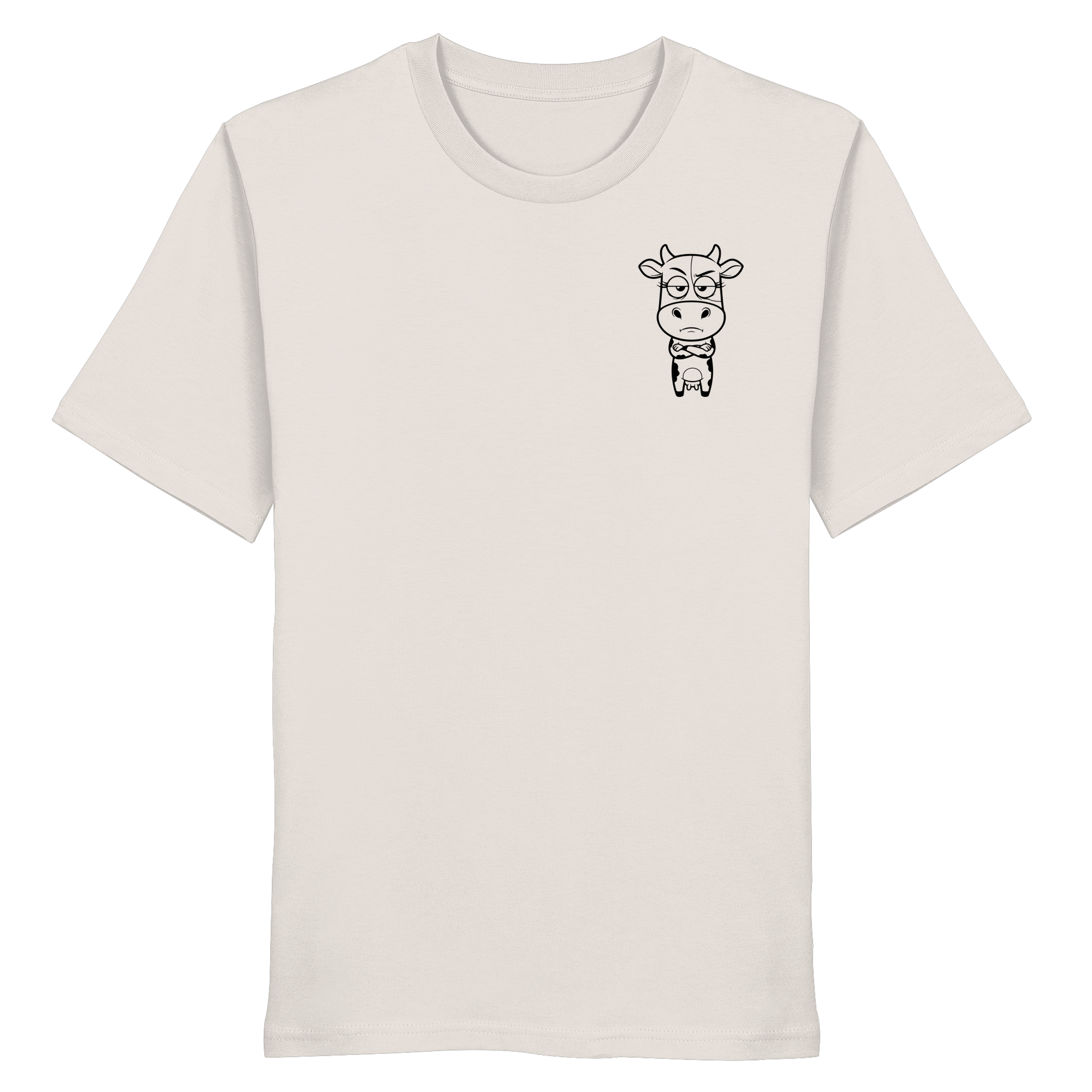 Annoyed Cow Statement-Print – Vintage White Bio Shirt | GÖRL Bio-Baumwolle, DTF-Druck in DE