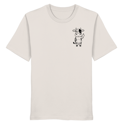 Finger Cow Statement-Print – Vintage White Bio Shirt | GÖRL Bio-Baumwolle, DTF-Druck in DE