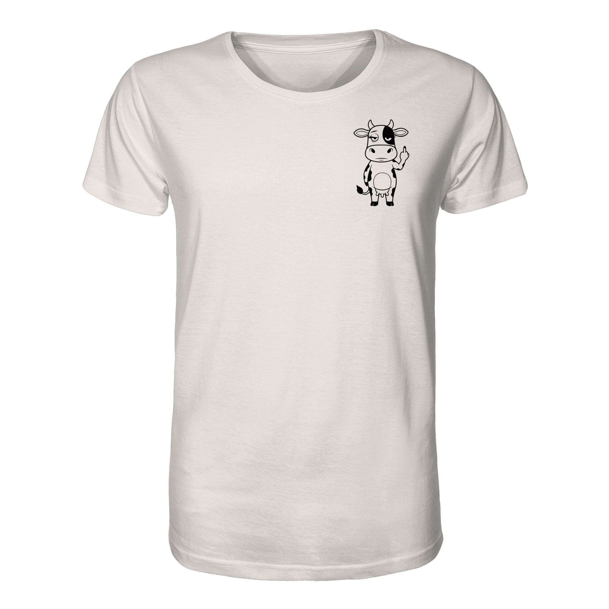 Finger Cow Statement-Print – Vintage White Bio Shirt | GÖRL Bio-Baumwolle, DTF-Druck in DE