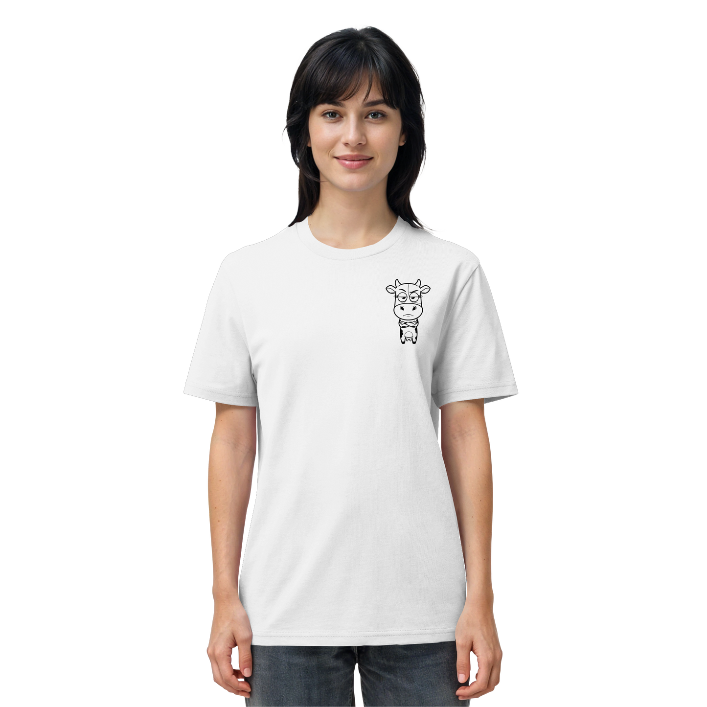 Annoyed Cow Statement-Print – Weiss Bio Shirt | GÖRL Bio-Baumwolle, DTF-Druck in DE