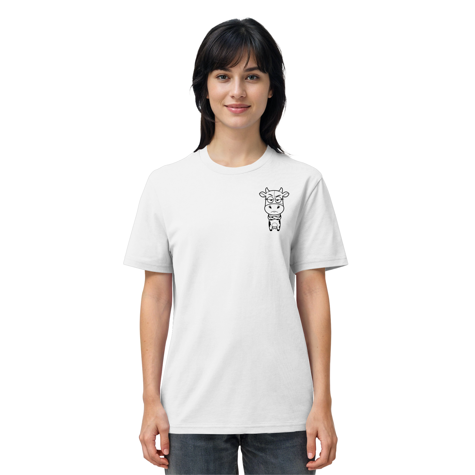 Annoyed Cow Statement-Print – Weiss Bio Shirt | GÖRL Bio-Baumwolle, DTF-Druck in DE
