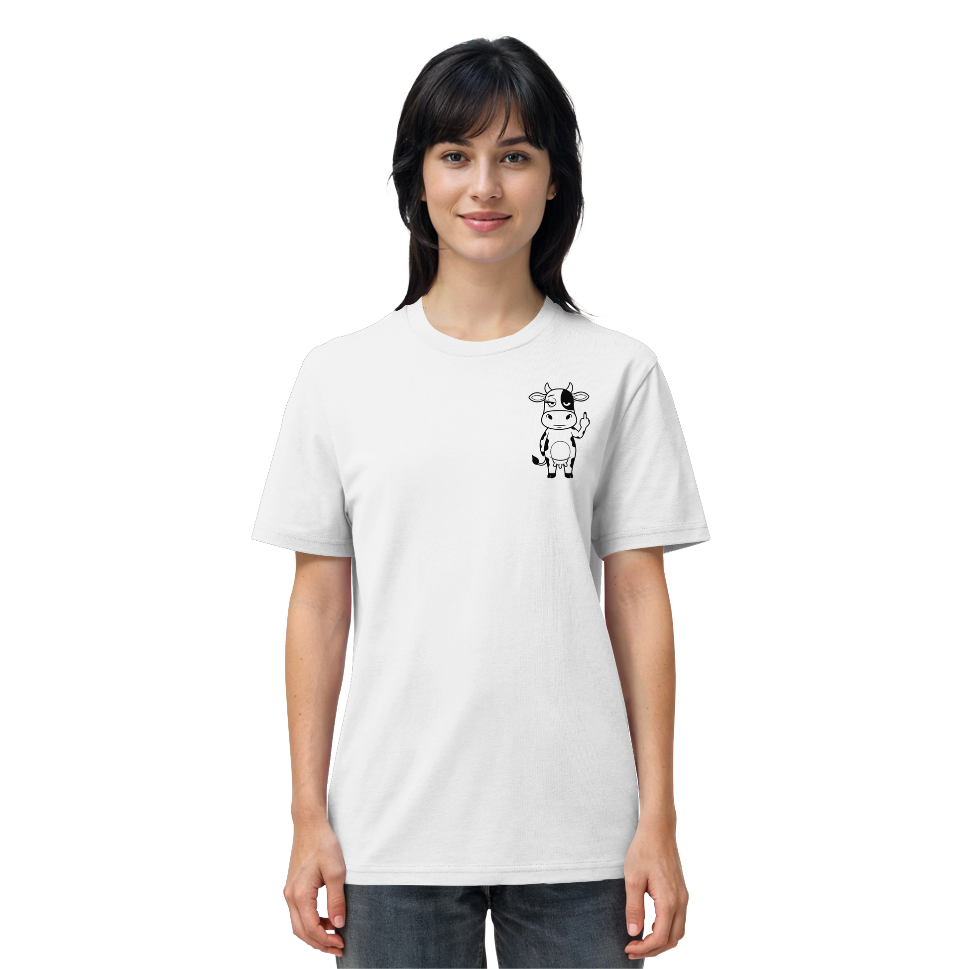 Finger Cow Statement-Print – Weiss Bio Shirt | GÖRL Bio-Baumwolle, DTF-Druck in DE