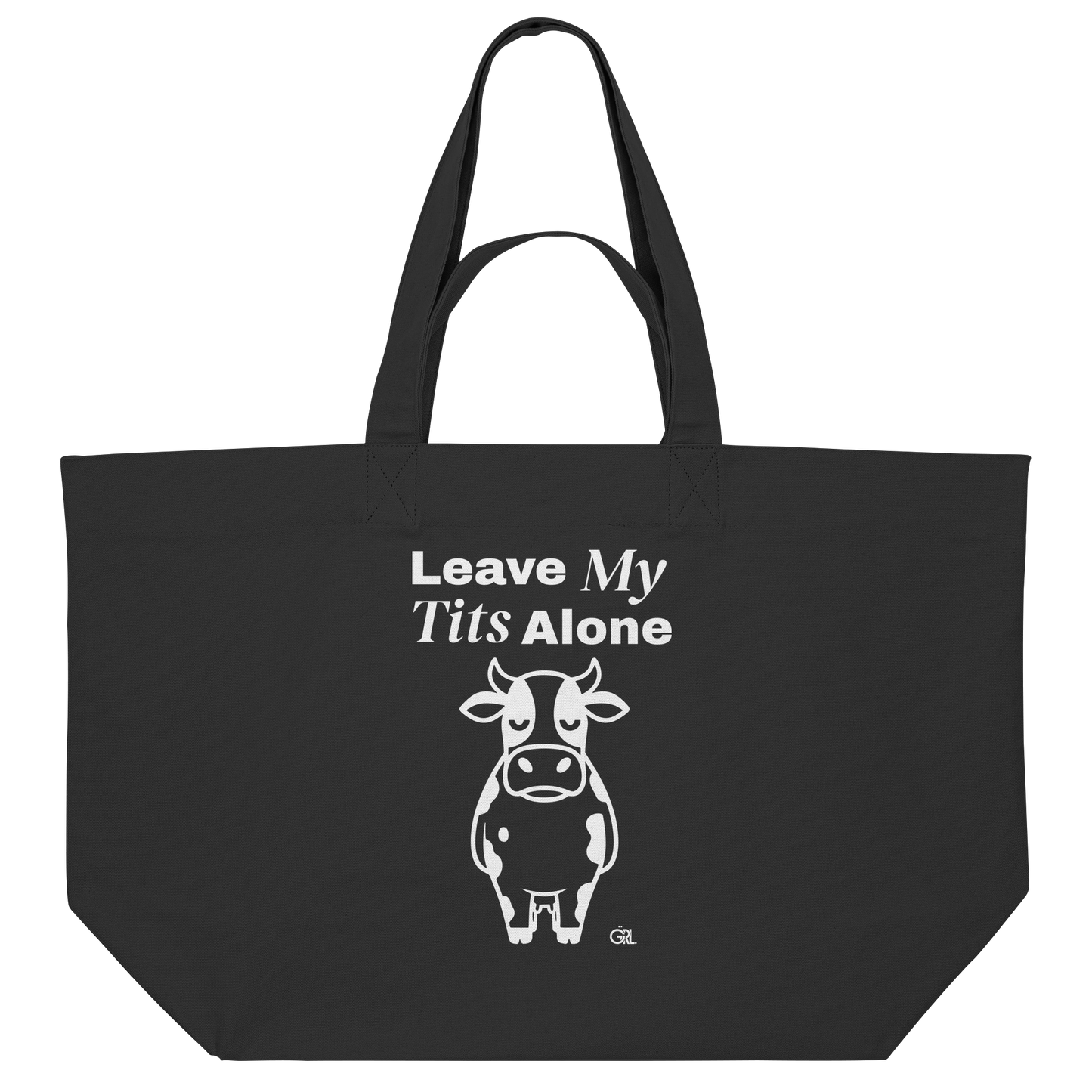 Angry Cow Statement-Print – Schwarz Jutebeutel | GÖRL Bio-Baumwolle, DTF-Druck in DE