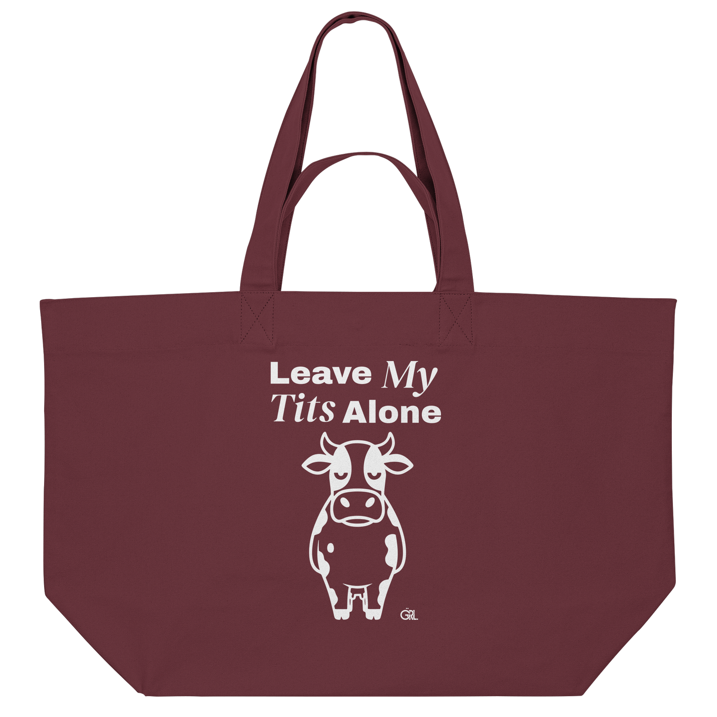Angry Cow Statement-Print – Burgundy Jutebeutel | GÖRL Bio-Baumwolle, DTF-Druck in DE