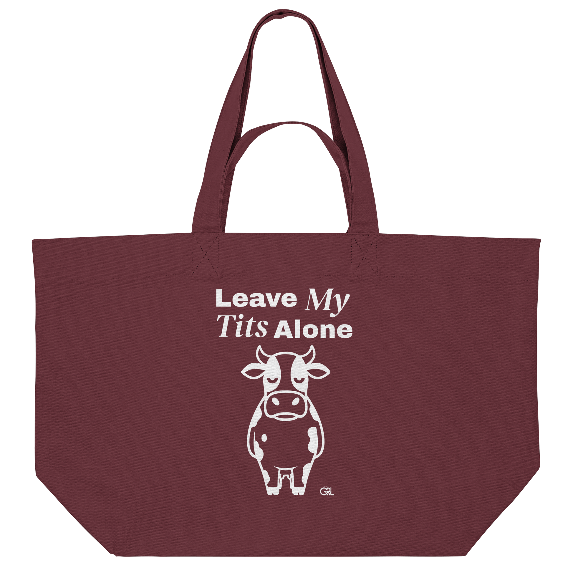 Angry Cow Statement-Print – Burgundy Jutebeutel | GÖRL Bio-Baumwolle, DTF-Druck in DE