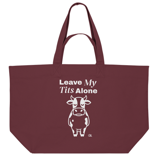 Angry Cow Statement-Print – Burgundy Jutebeutel | GÖRL Bio-Baumwolle, DTF-Druck in DE