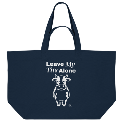 Angry Cow Statement-Print – French Navy Jutebeutel | GÖRL Bio-Baumwolle, DTF-Druck in DE