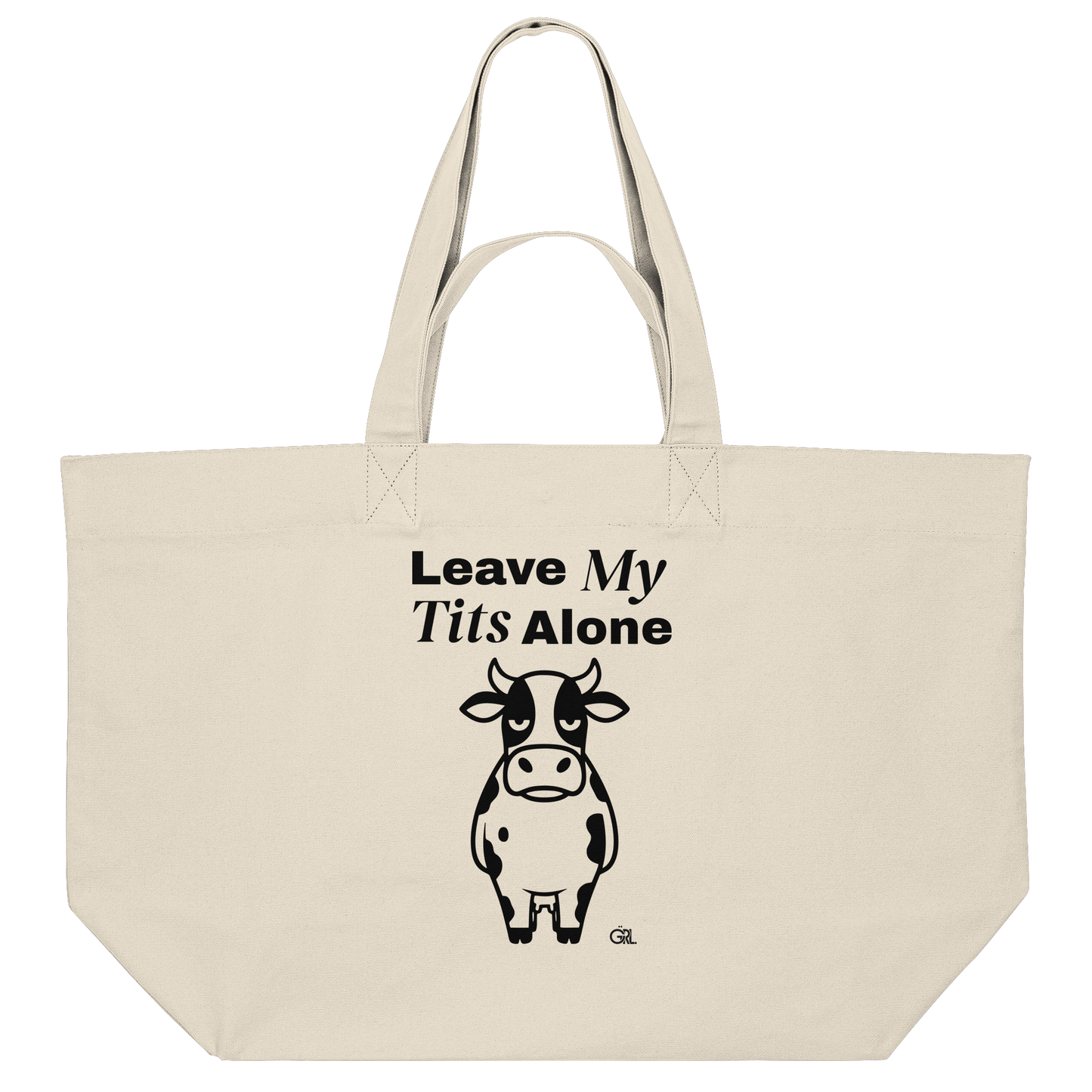 Angry Cow Statement-Print – Natural Raw Jutebeutel | GÖRL Bio-Baumwolle, DTF-Druck in DE