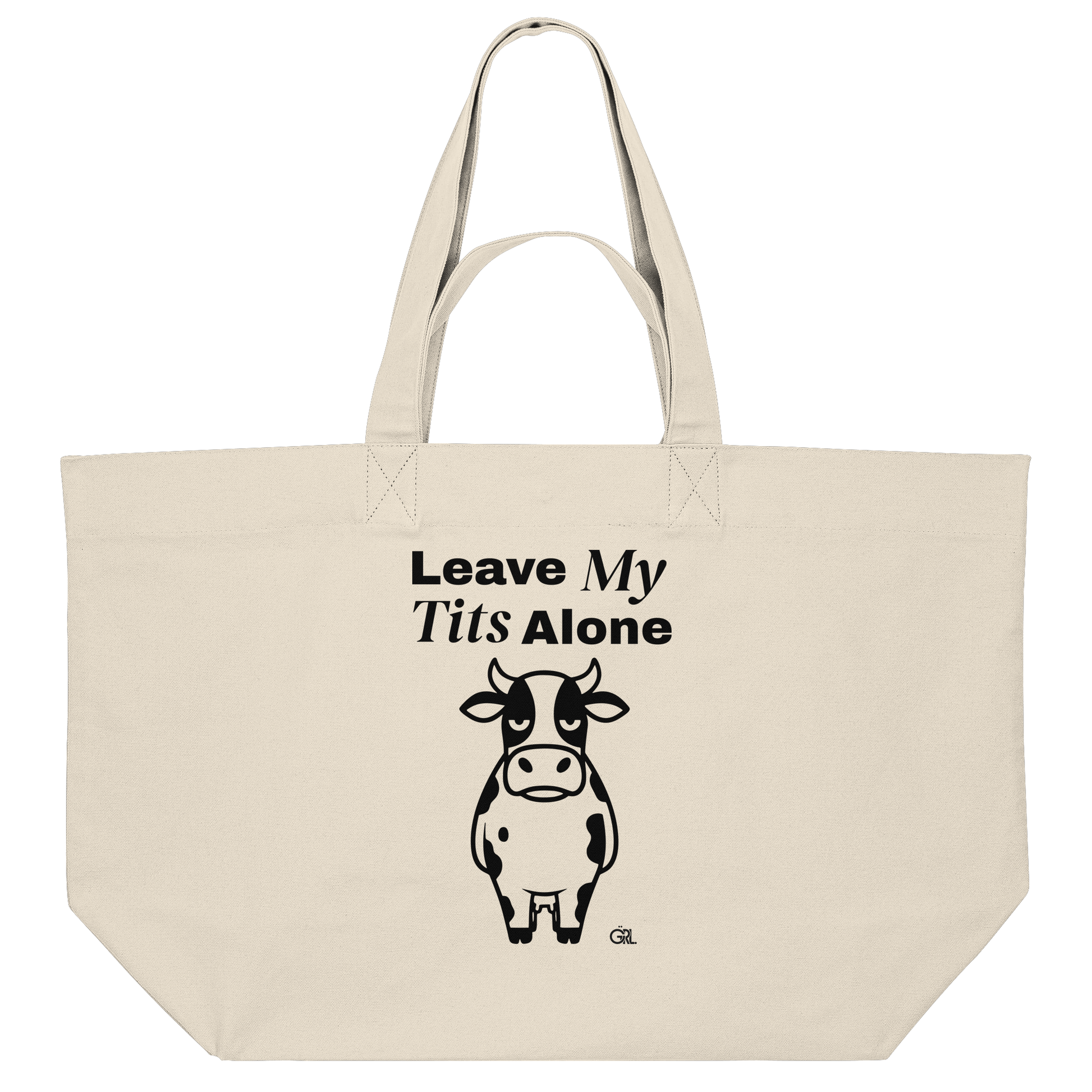 Angry Cow Statement-Print – Natural Raw Jutebeutel | GÖRL Bio-Baumwolle, DTF-Druck in DE
